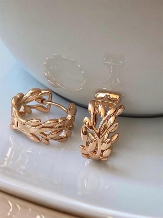 SC JEWELRY Jewelry - 18k Gold Plated Leaf Hoop Earrings Dainty Waterproof Jewelry